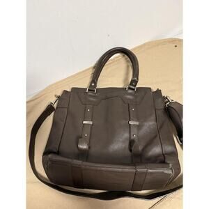 Reiss Leather Tote Bag Mens Brown Shoulder Satchel Purse Zip Top Crossbody